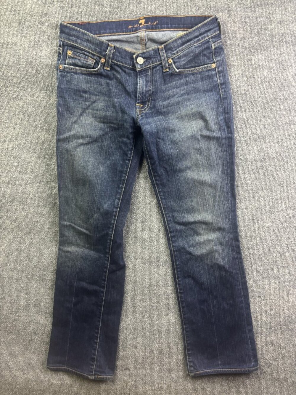 7 For All Mankind Straight Jeans Womens 27 Blue Low Rise Stretch 27x31 Denimโ